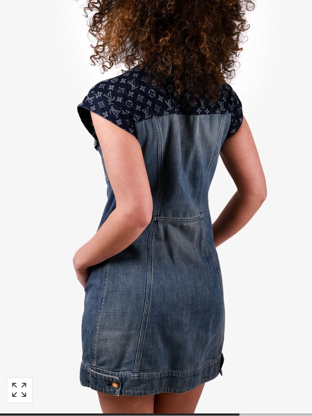 Louise Vuitton Denim Zip-Front logo denim Dress